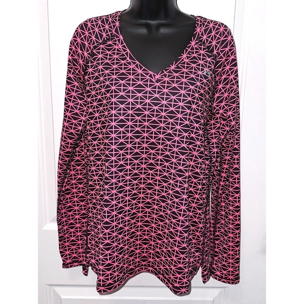 Under Armour Womens Heat Gear Fitted Shirt V-Neck Stretch Long Sleeve